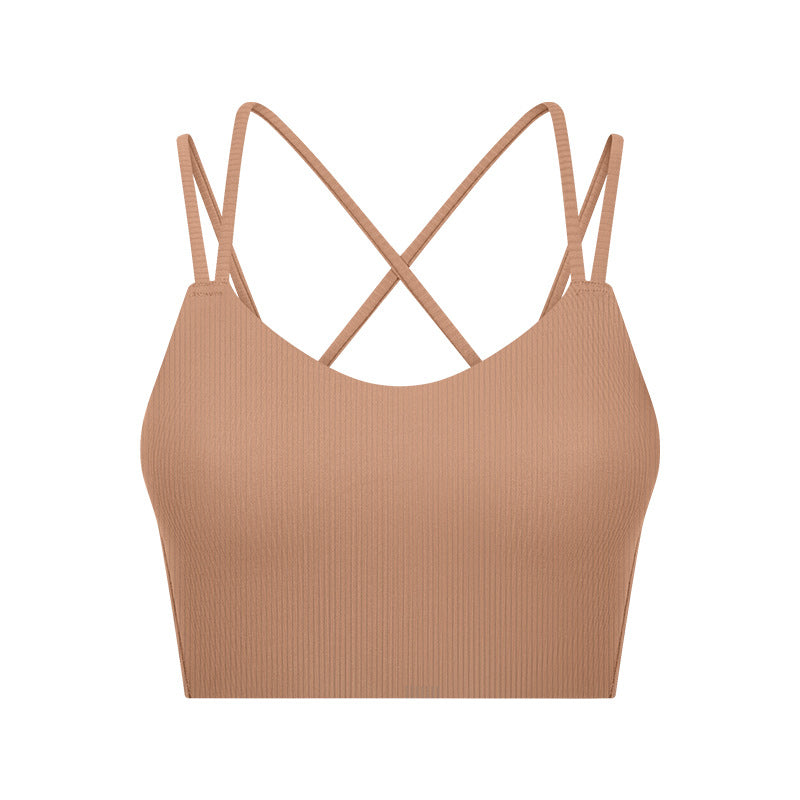Ribbed Seamless Sports Bra Women Sexy Back Short Style Workout Top