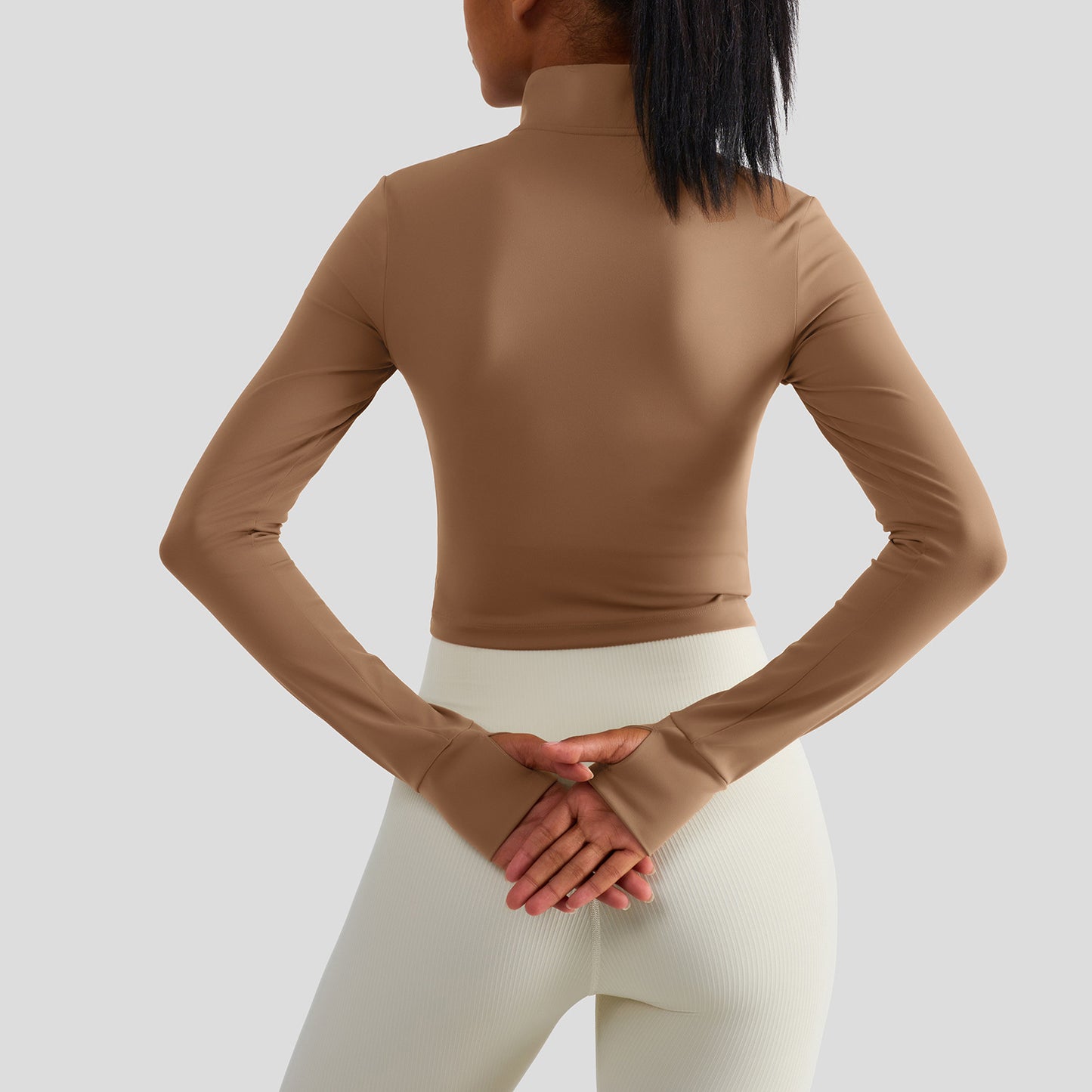 Stretchy Stand Collar Yoga Jacket Women Zippered Workout Top Running Training Wear
