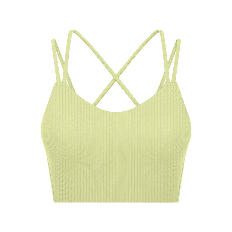 Ribbed Seamless Sports Bra Women Sexy Back Short Style Workout Top