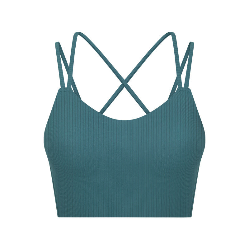 Ribbed Seamless Sports Bra Women Sexy Back Short Style Workout Top
