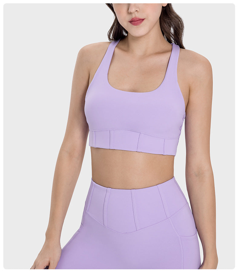 Nylon Sports Bra Women Moisture Wicking Shockproof Back Support Yoga Top
