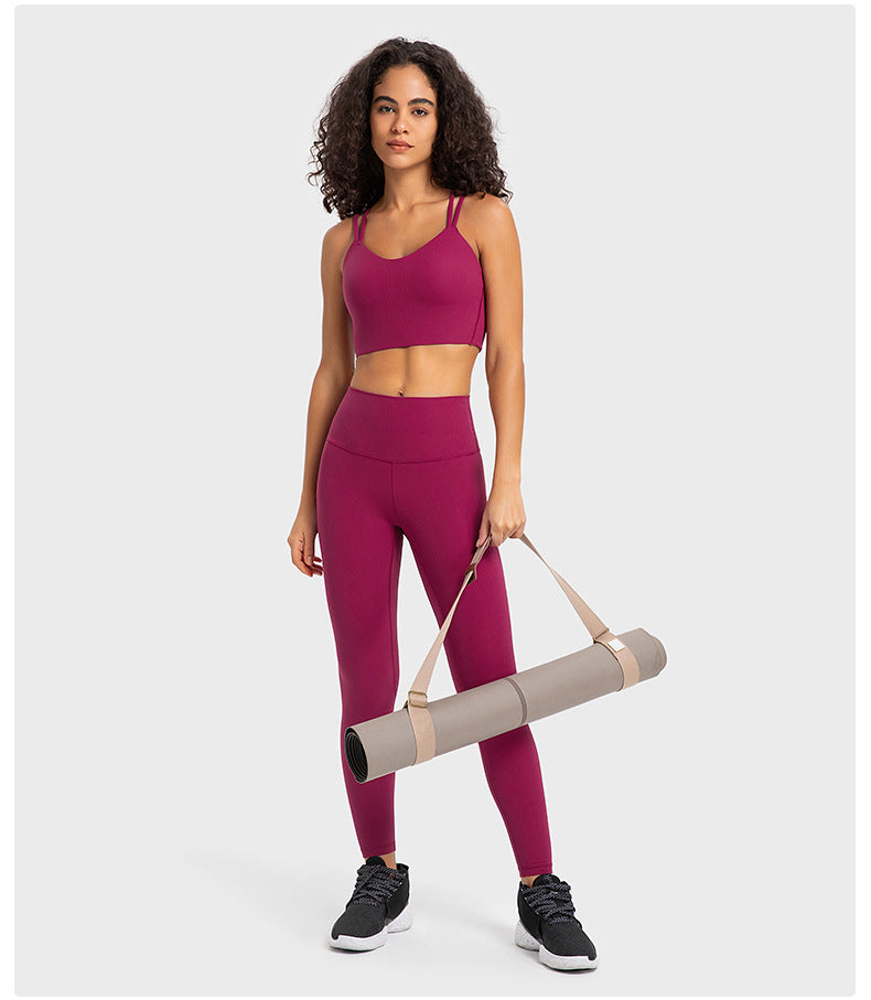 Ribbed Seamless Sports Bra Women Sexy Back Short Style Workout Top