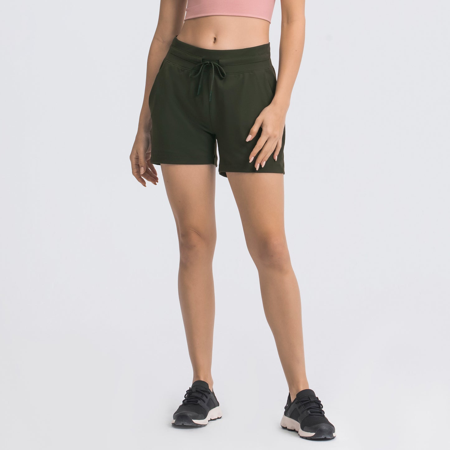 Drawstring Yoga Shorts Women Outdoor Casual 3 Inch Workout Running Shorts