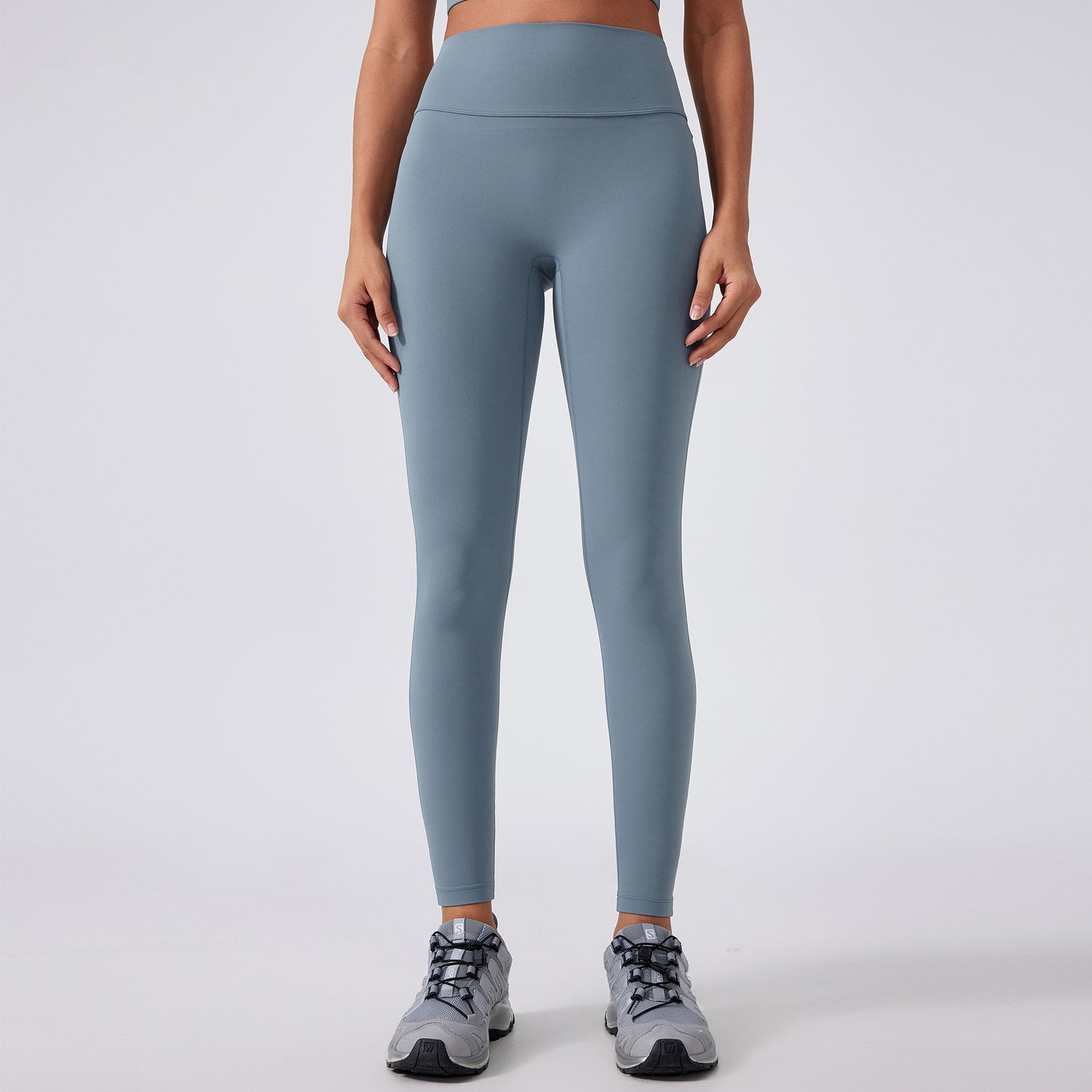 High Waist No Front Seam Yoga Pants Cargo Pocket Biking Running Workout Trousers