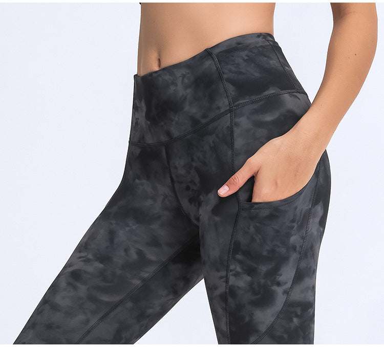 Double Brushed Yoga Pants High Waist Pocket Running Workout 7/8 Leggings