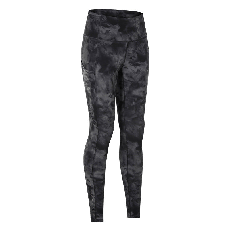 Double Brushed Yoga Pants High Waist Pocket Running Workout 7/8 Leggings