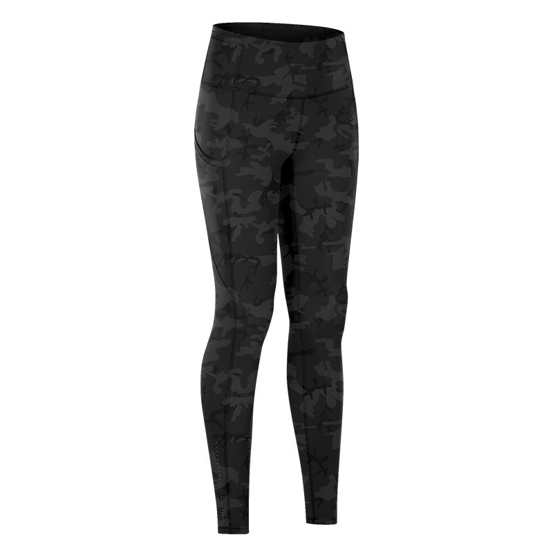 Double Brushed Yoga Pants High Waist Pocket Running Workout 7/8 Leggings