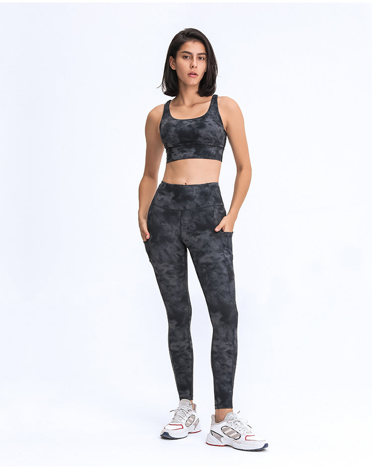 Double Brushed Yoga Pants High Waist Pocket Running Workout 7/8 Leggings