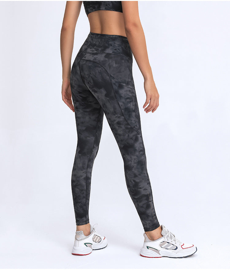 Double Brushed Yoga Pants High Waist Pocket Running Workout 7/8 Leggings