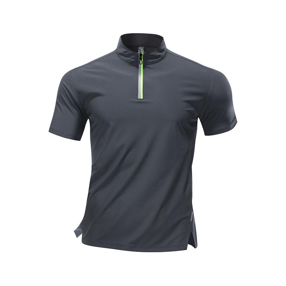 Half Zip Running Shirt Men's Stand Collar Workout Top Quick Dry