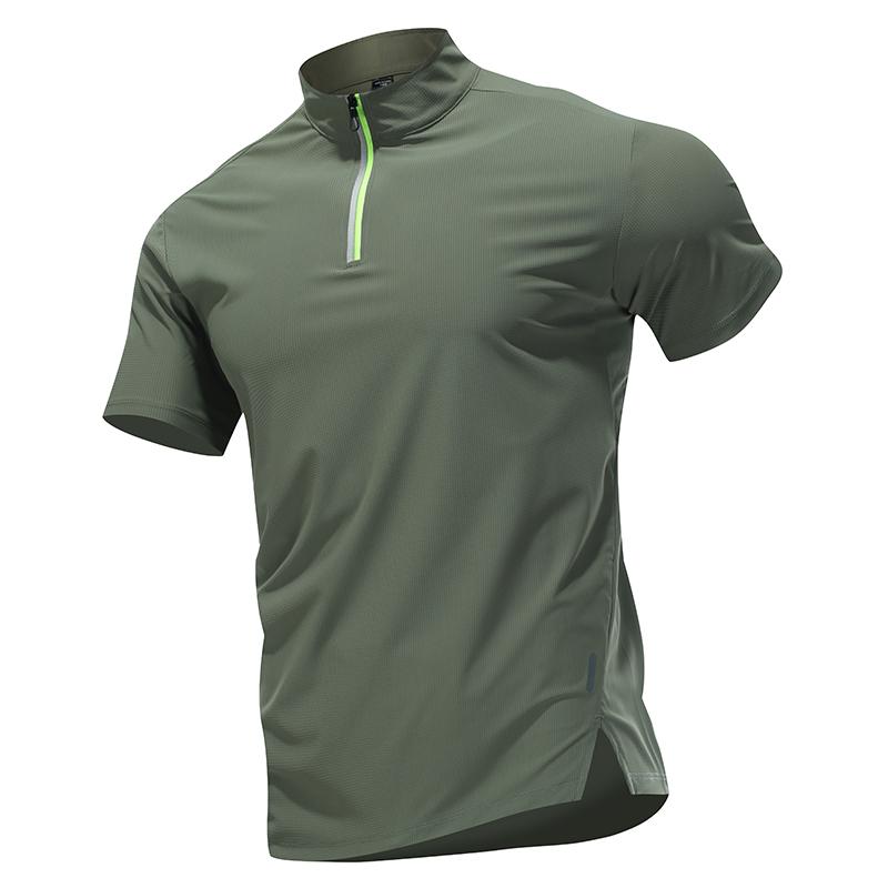 Half Zip Running Shirt Men's Stand Collar Workout Top Quick Dry
