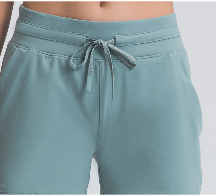 Drawstring Yoga Shorts Women Outdoor Casual 3 Inch Workout Running Shorts