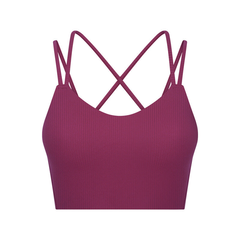 Ribbed Seamless Sports Bra Women Sexy Back Short Style Workout Top