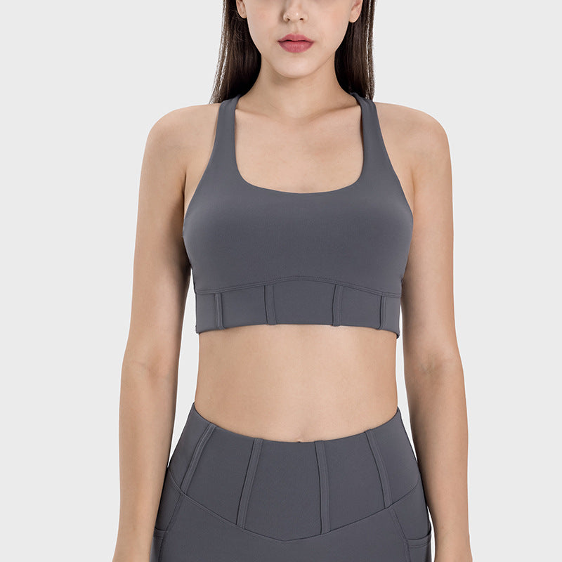 Nylon Sports Bra Women Moisture Wicking Shockproof Back Support Yoga Top