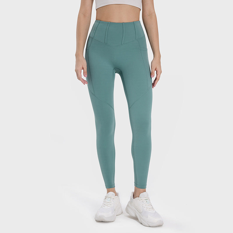 Seamless Yoga Pants High Waist Booty Lifting Side Pocket Workout