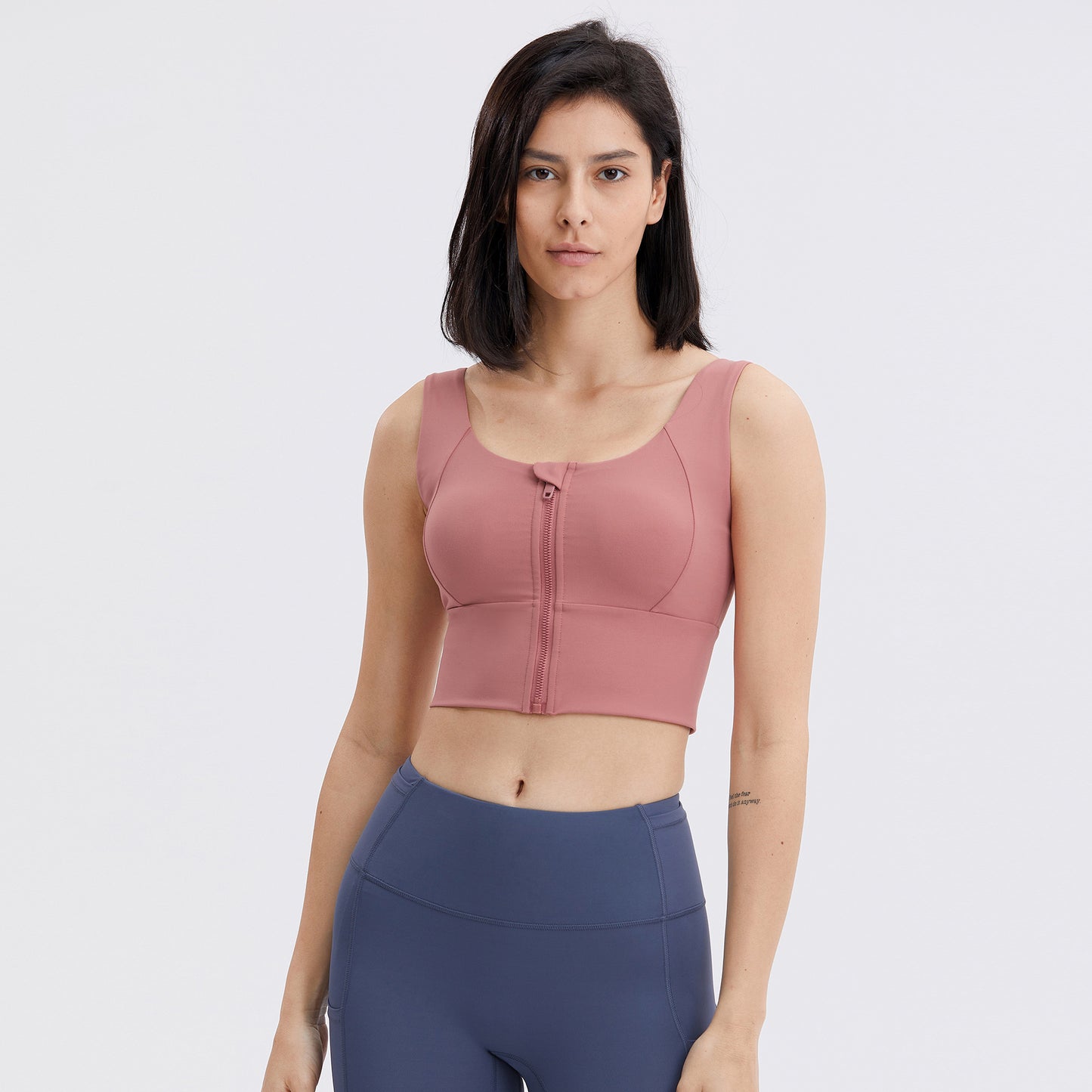 Zip Front Sports Bra Women Lift Support Shockproof Workout Top