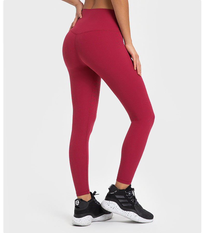 Ribbed High Waist Yoga Pants Women Sculpting Running Workout Leggings