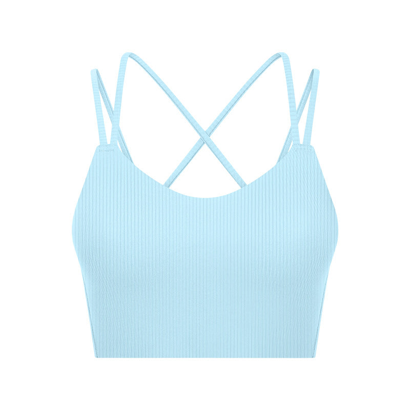 Ribbed Seamless Sports Bra Women Sexy Back Short Style Workout Top