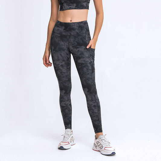 Double Brushed Yoga Pants High Waist Pocket Running Workout 7/8 Leggings