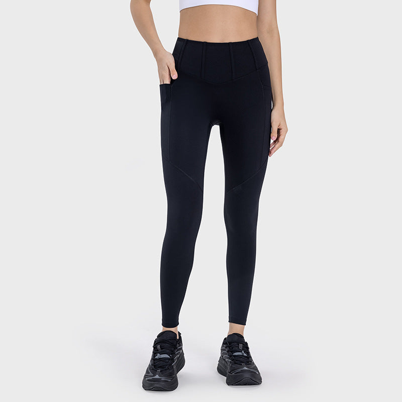 Seamless Yoga Pants High Waist Booty Lifting Side Pocket Workout