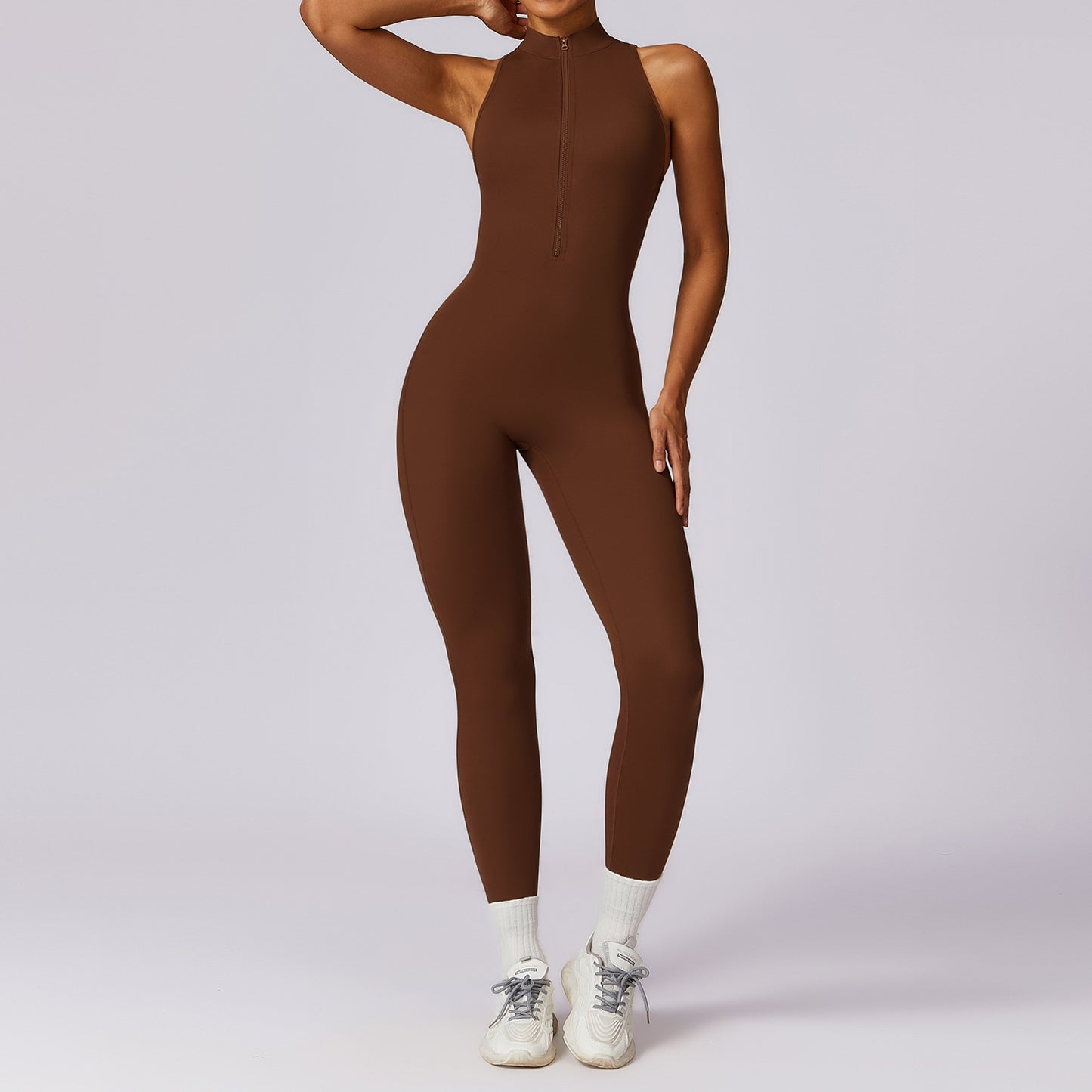 Seamless Zip Back Unitard Quick Dry High Intensity Workout Bodysuit