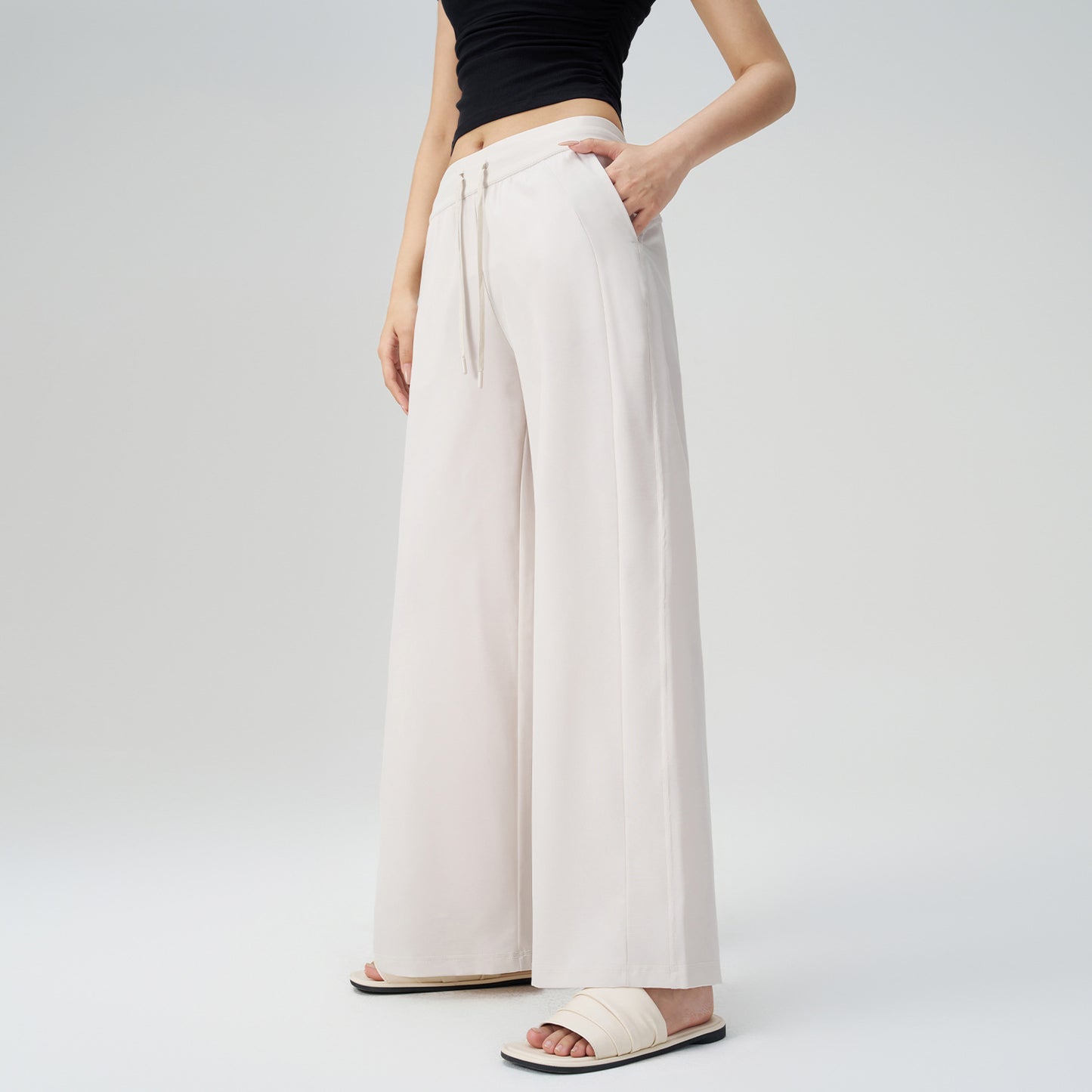Cooling Sun Yoga Pants - High Waist Drawstring Wide Leg Workout Trousers