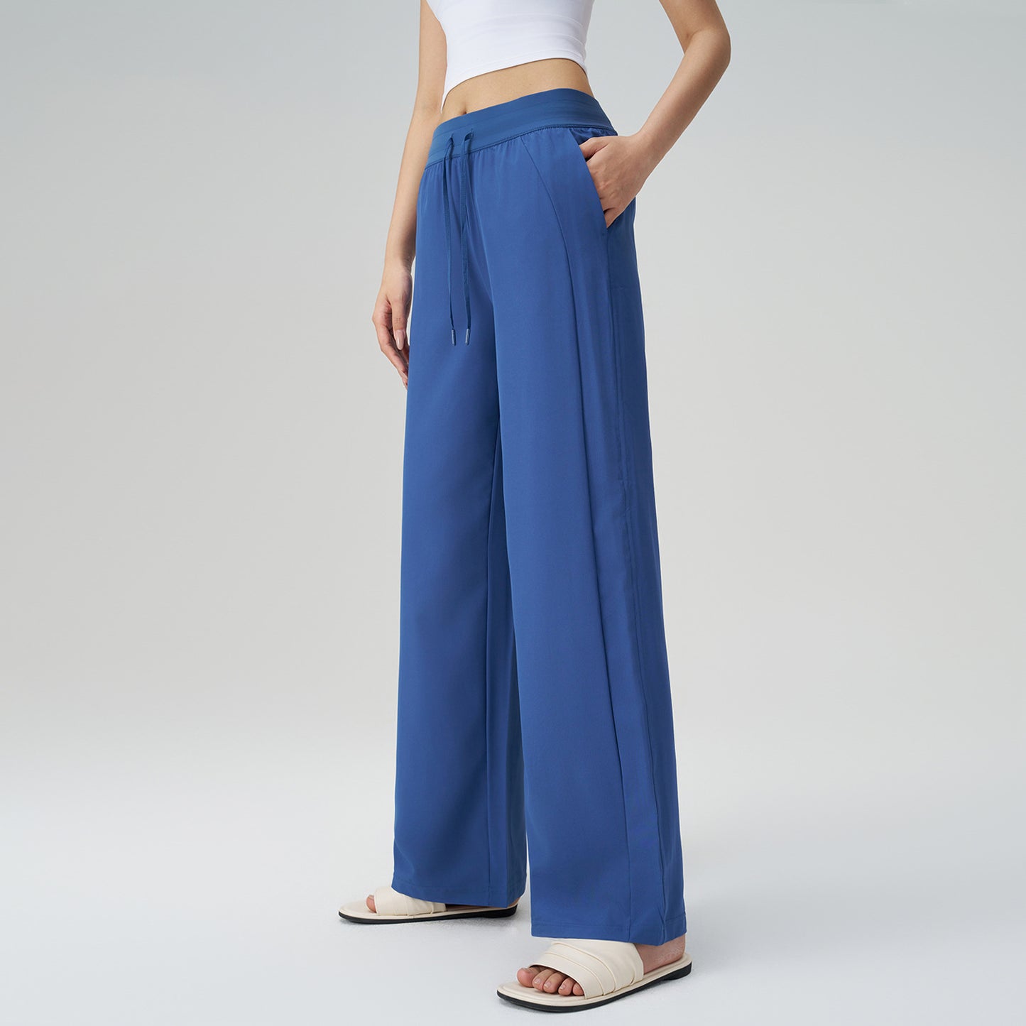 Cooling Sun Yoga Pants - High Waist Drawstring Wide Leg Workout Trousers