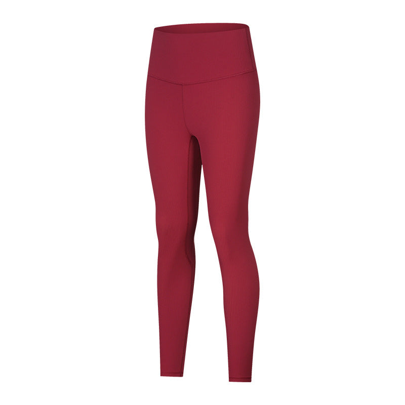 Ribbed High Waist Yoga Pants Women Sculpting Running Workout Leggings