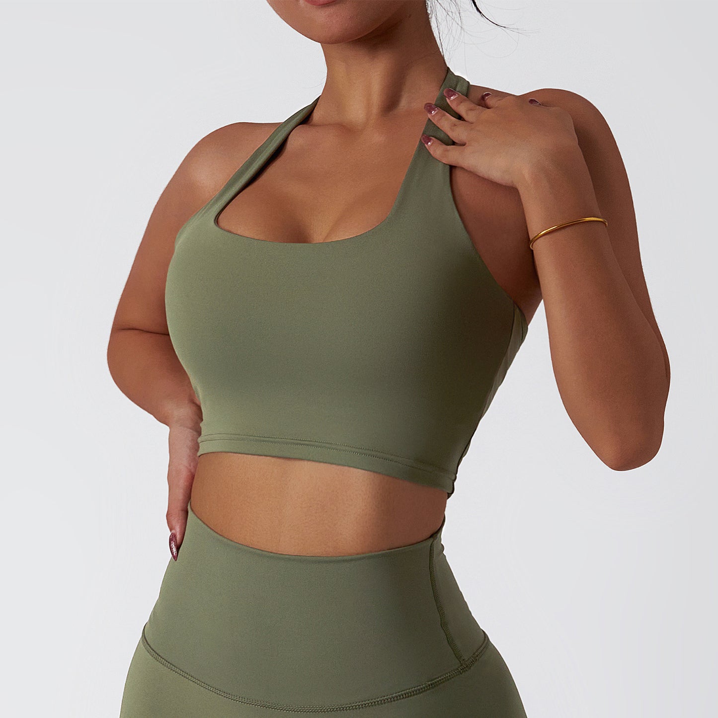 Halter Neck Sports Bra Quick Dry Shockproof Yoga Top Women