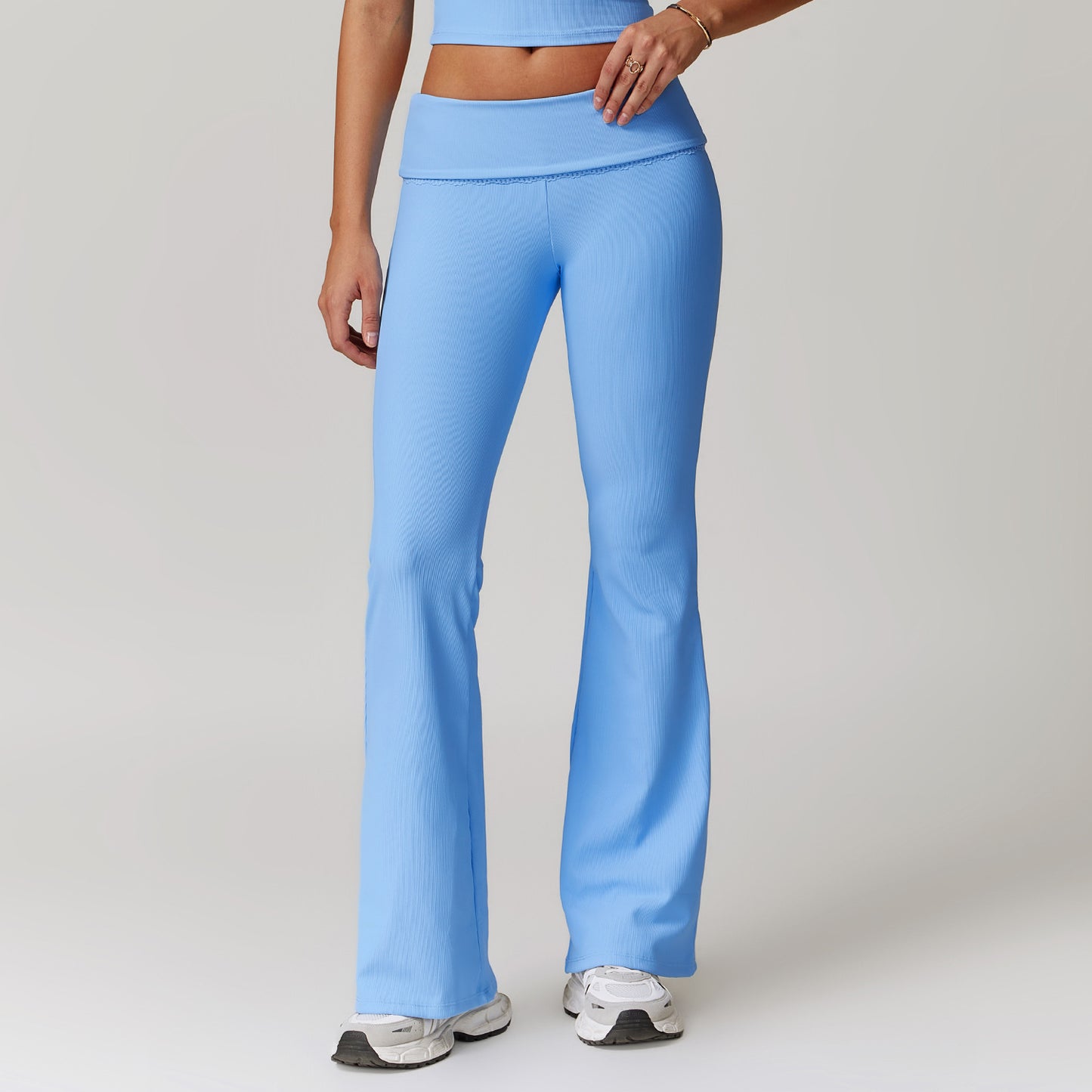 High Waist Flared Yoga Pants Booty Lifting Wide Leg Workout Trousers