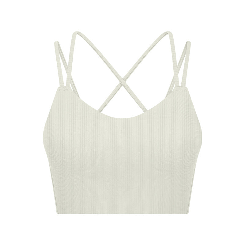 Ribbed Seamless Sports Bra Women Sexy Back Short Style Workout Top