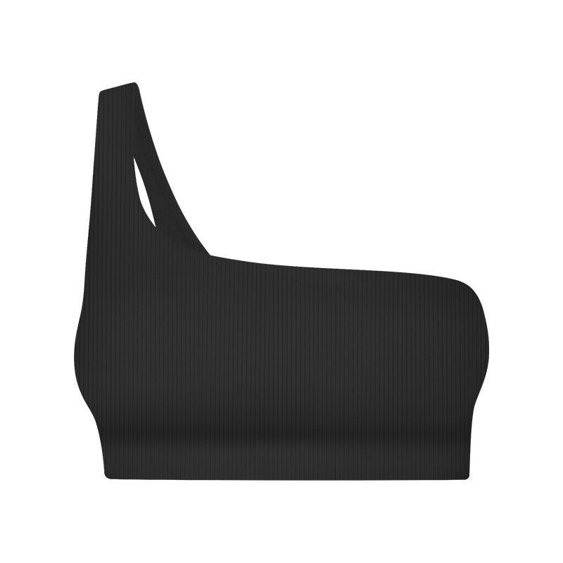 Ribbed Single Strap Sports Bra Fashion Outerwear Hollow Back Workout Top