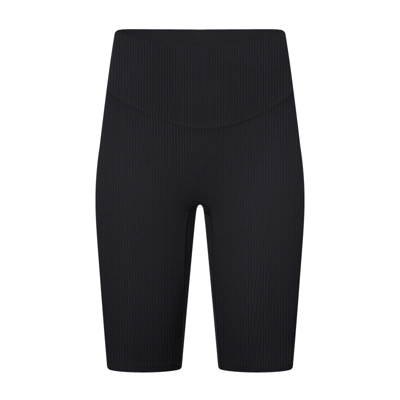 Ribbed High Waist Yoga Shorts Peach Booty Running Workout Capris