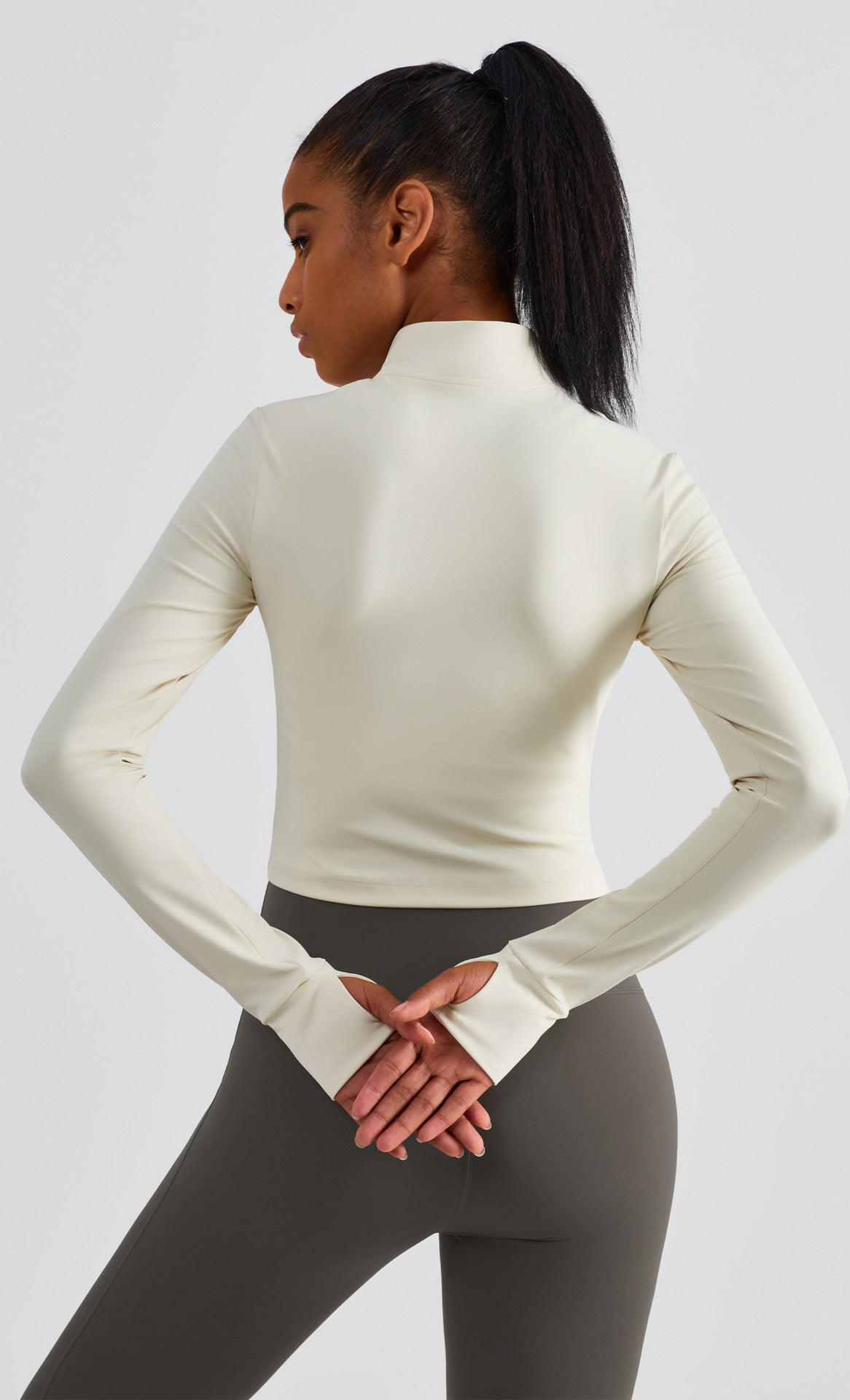 Stretchy Stand Collar Yoga Jacket Women Zippered Workout Top Running Training Wear