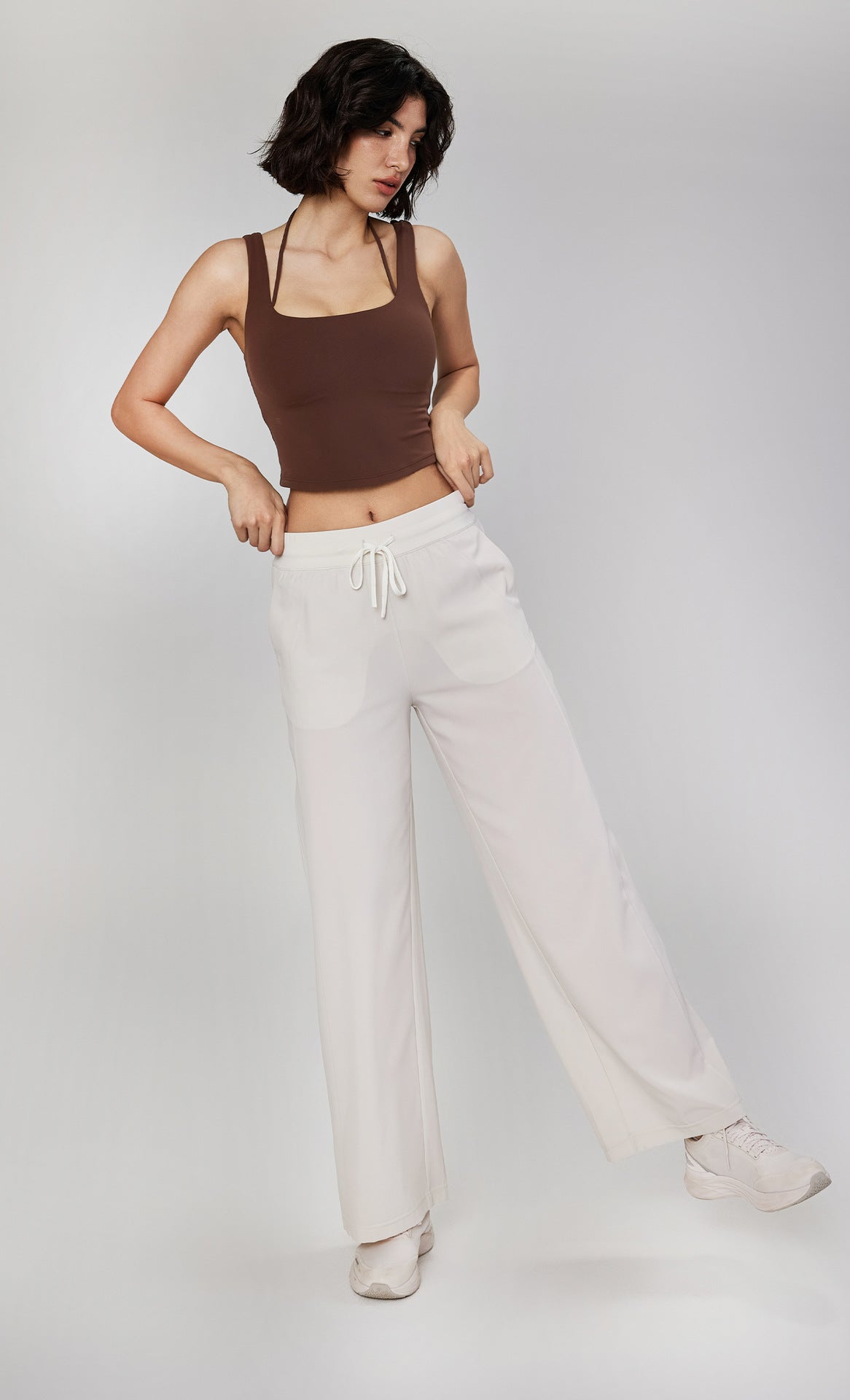 Cooling Sun Yoga Pants - High Waist Drawstring Wide Leg Workout Trousers