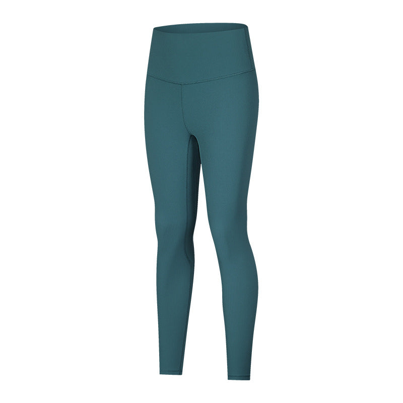Ribbed High Waist Yoga Pants Women Sculpting Running Workout Leggings