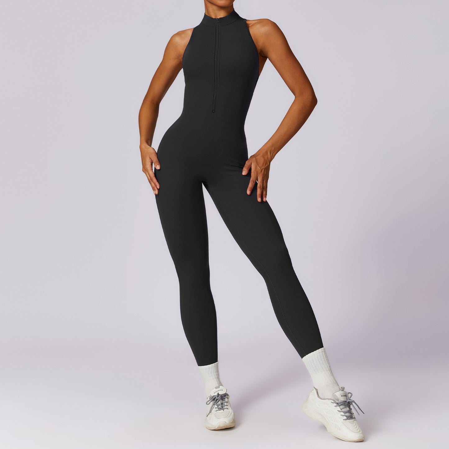 Seamless Zip Back Unitard Quick Dry High Intensity Workout Bodysuit