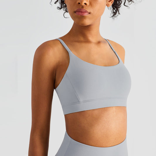 Luxury Lycra Yoga Tank Women Brushed Back Sports Bra Slim Strap Workout Top