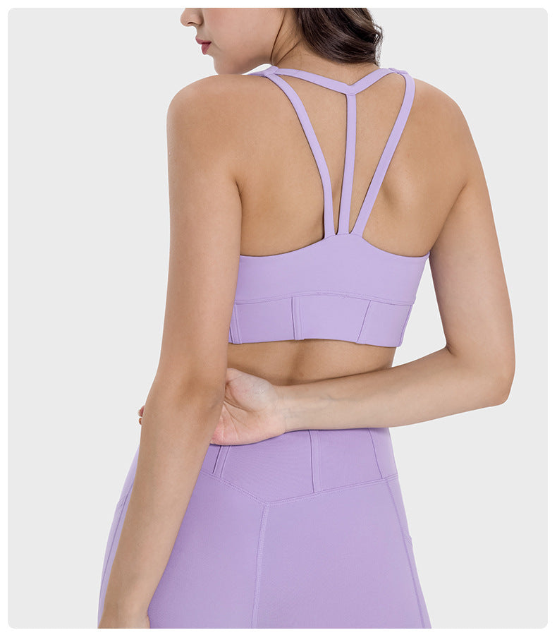 Nylon Sports Bra Women Moisture Wicking Shockproof Back Support Yoga Top