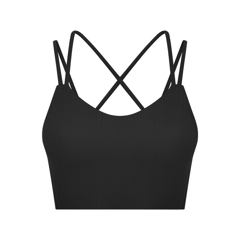 Ribbed Seamless Sports Bra Women Sexy Back Short Style Workout Top