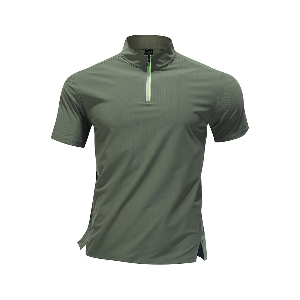 Half Zip Running Shirt Men's Stand Collar Workout Top Quick Dry