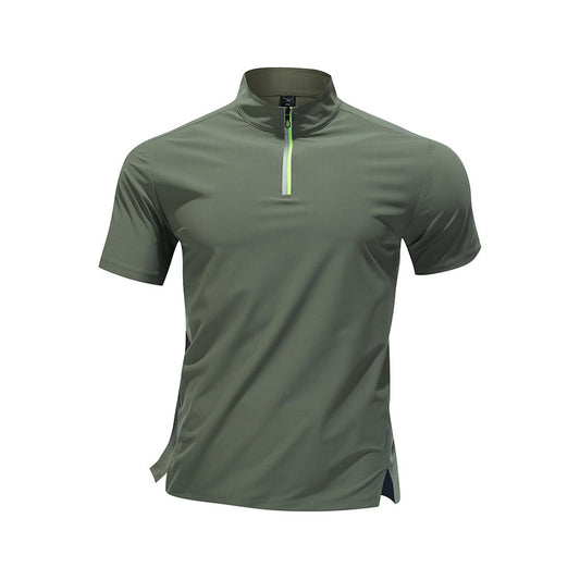 Half Zip Running Shirt Men's Stand Collar Workout Top Quick Dry